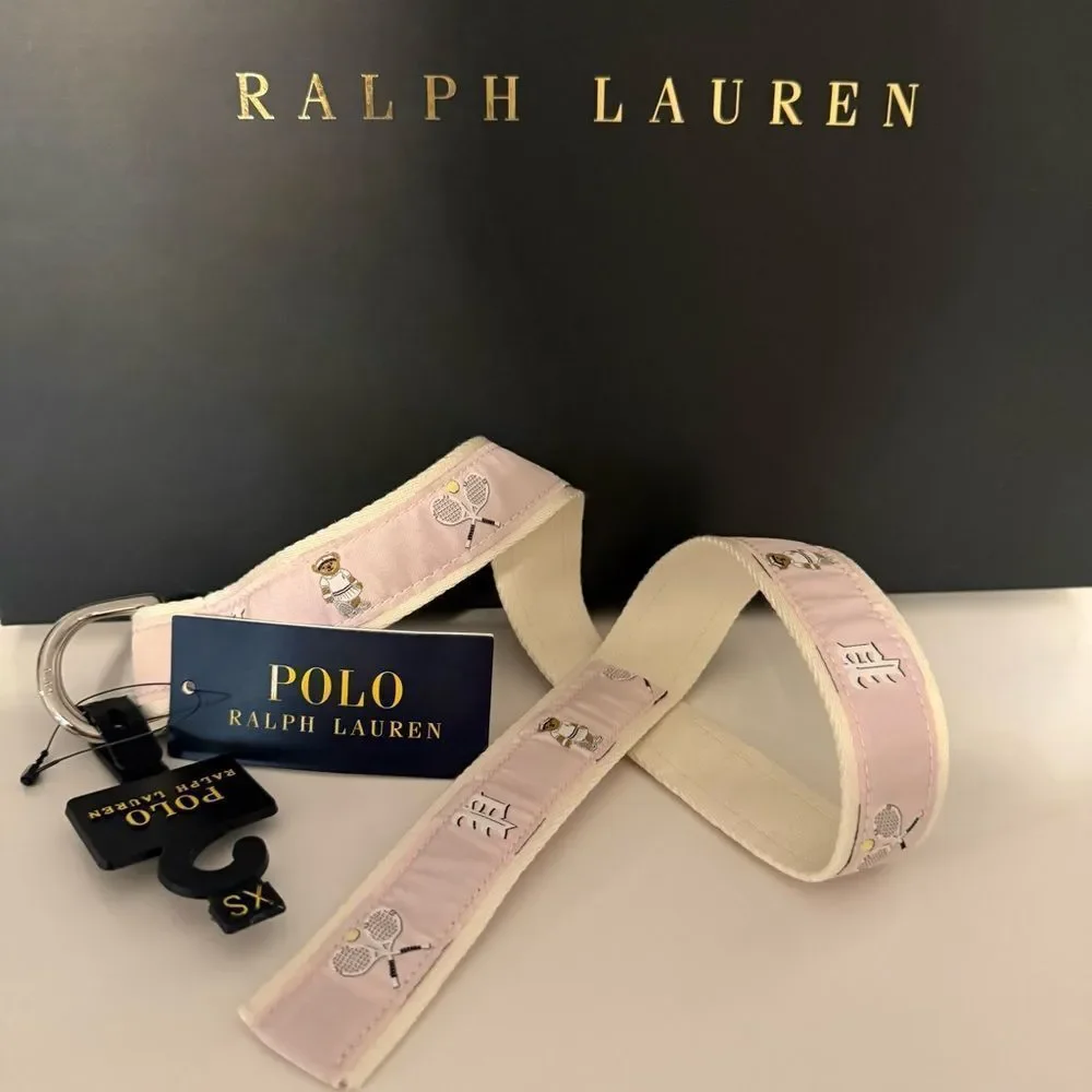 Polo Ralph Lauren Pink Tennis Bear Canvas Belt – Kids XS / Extra Small – NWT